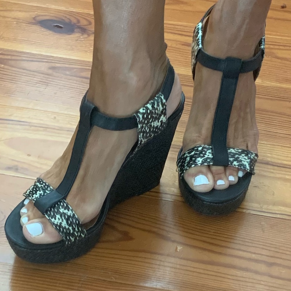 Lucky Brand Black/Snake Lovell Wedge